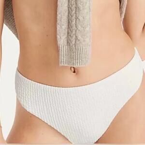 New J. Crew White Textured Cheeky Bikini Swim Bathing Suit Bottom Size Medium